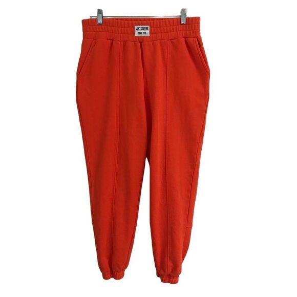Juicy Couture bright neon orange French terry jogger pull on sweatpants L - Picture 1 of 8